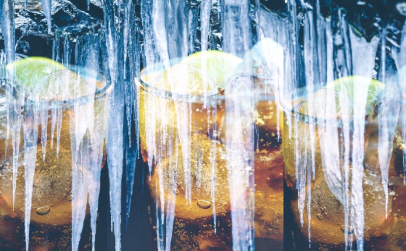 Graphic image depicts icicles over iced soda